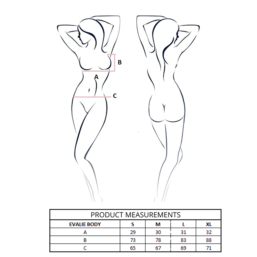PASSION EVALIE BODY BLACK L/XL, elegant bodysuit i svart