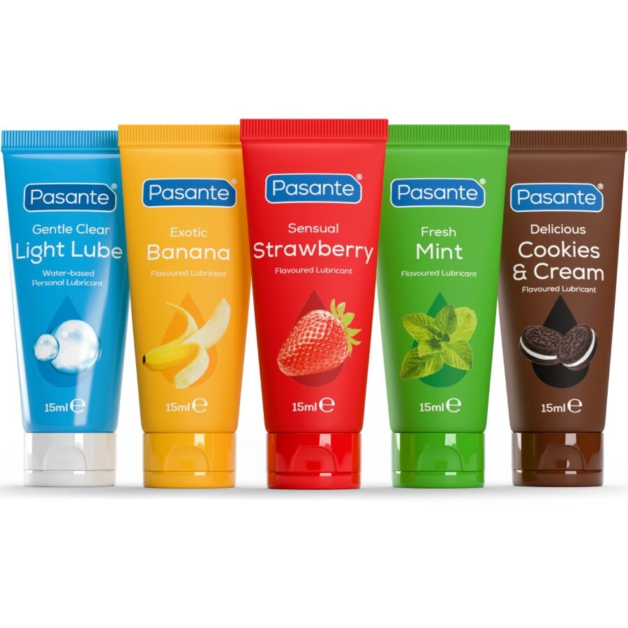 Pasante assorterade smak-lubrikant 5 enheter x 15 ml