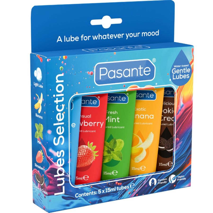 Pasante assorterade smak-lubrikant 5 enheter x 15 ml
