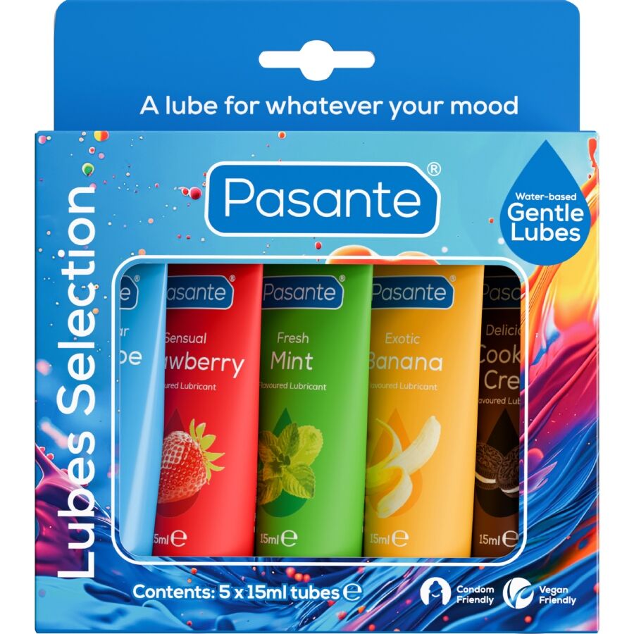 Pasante assorterade smak-lubrikant 5 enheter x 15 ml