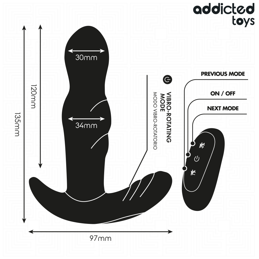 Roterande vibrerande analplugg med fjärrkontroll från Addicted Toys