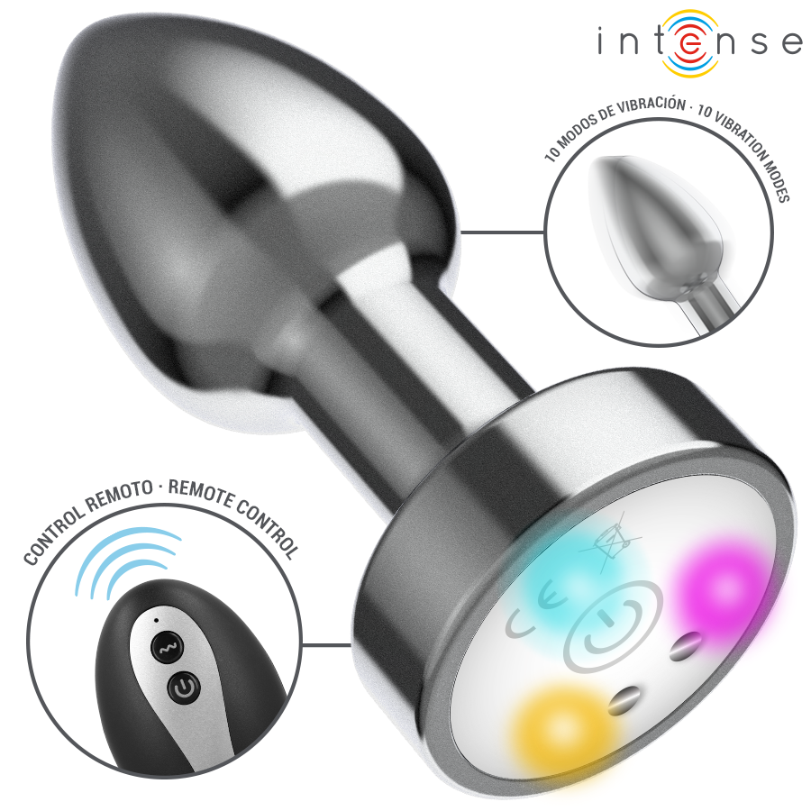 Vibrerande metallanalplugg med LED-lampor, storlek M