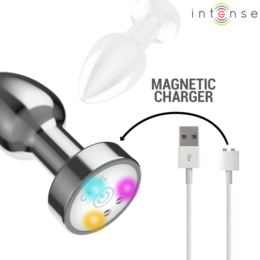 Vibrerande metallanalplugg med LED-lampor, storlek M
