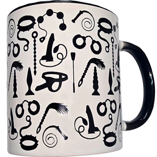 Vit bondagemugg med svart handtag 370 ml