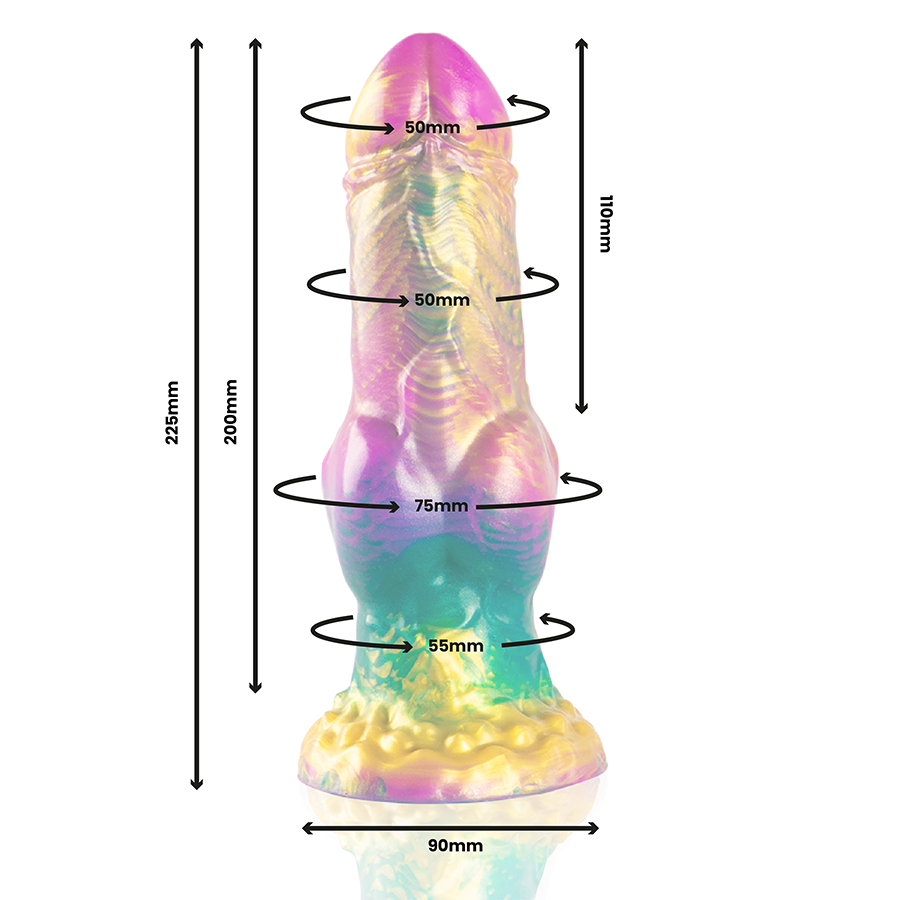 Silikon-dildo Iris med regnbågs testiklar