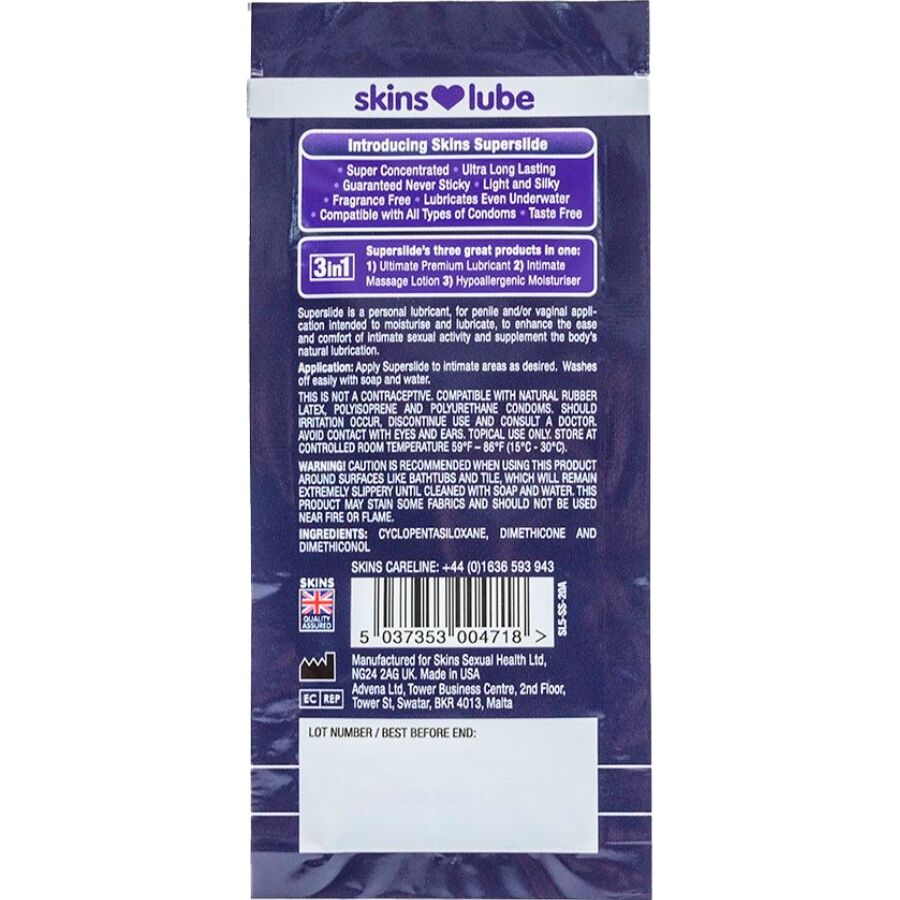 SKINS - SUPERSLIDE SILIKONBASERAT GLIDMEDEL ENKELDOSE 5 ML