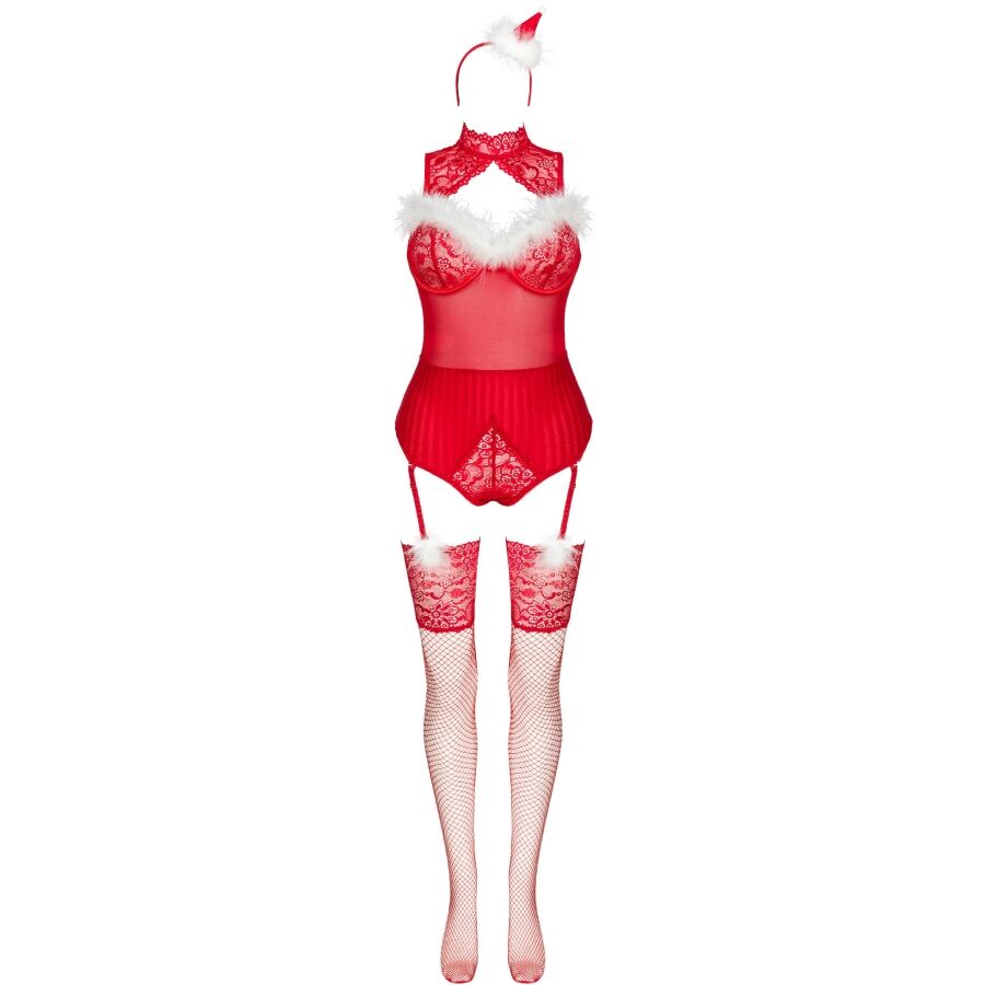 LIVCO CORSETTI FASHION - LIMPID SNOWFLAKES LC 90604 BODY + STRUMPOR + JULHÅRBANDE S/M