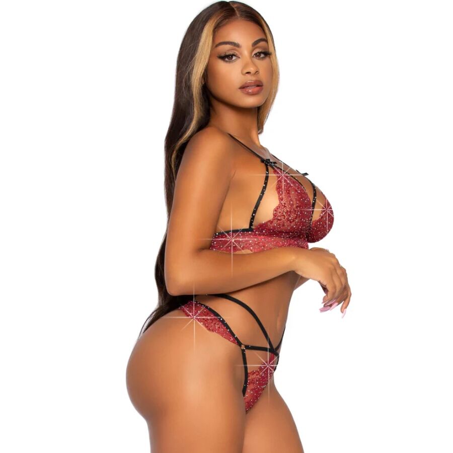 Leg Avenue 81623 bralette och trosa set i burgundy