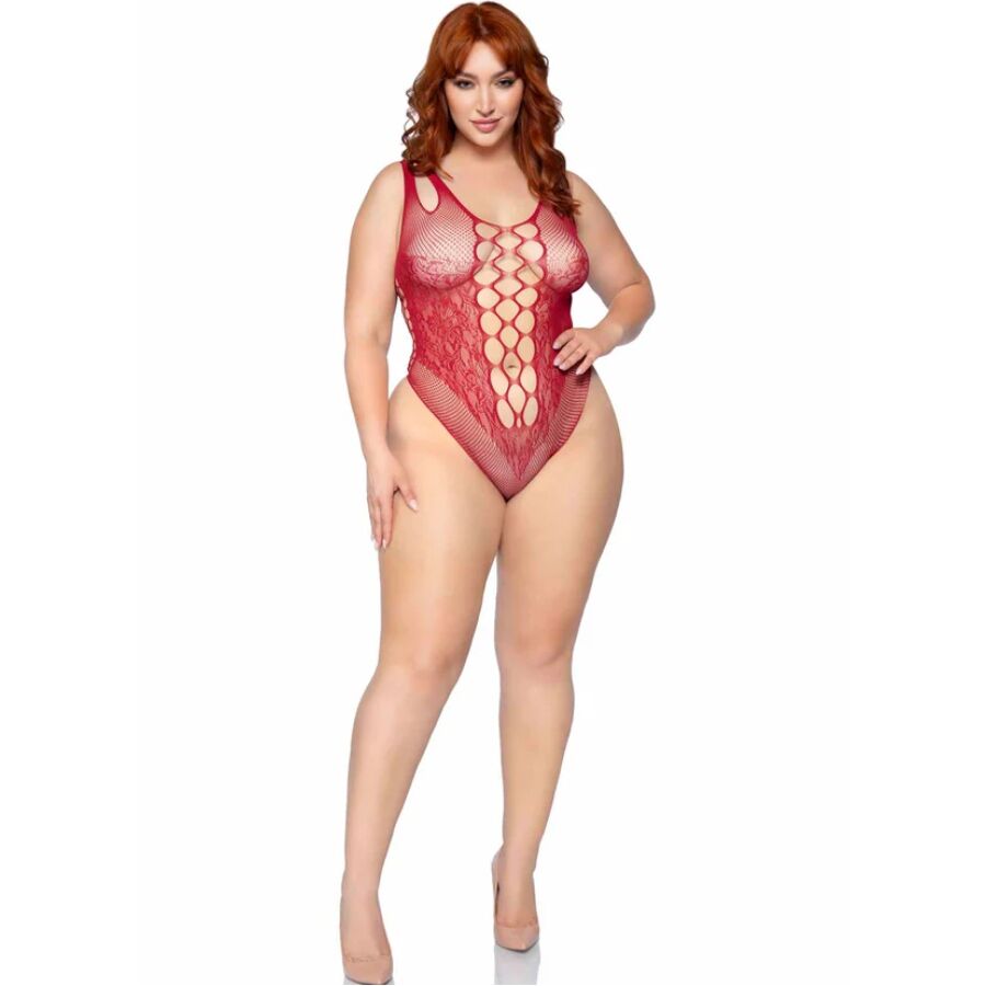 Sömlös bodysuit i burgundy för plus-size kvinnor