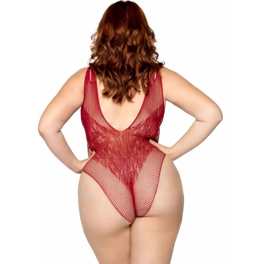 Sömlös bodysuit i burgundy för plus-size kvinnor