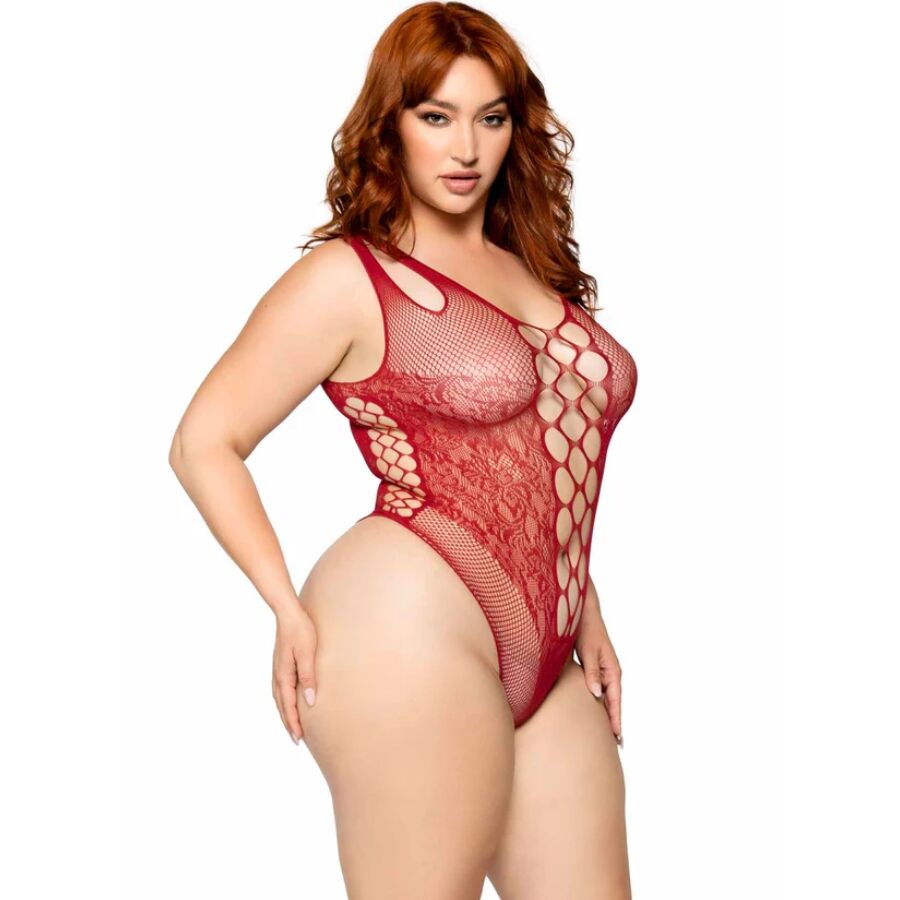 Sömlös bodysuit i burgundy för plus-size kvinnor