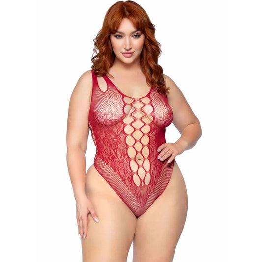 Sömlös bodysuit i burgundy för plus-size kvinnor
