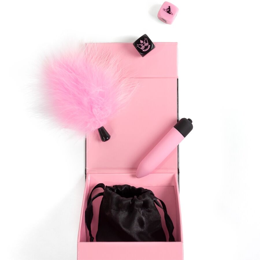 Secret Play Pleasures Box för par med vibrator och tärningar