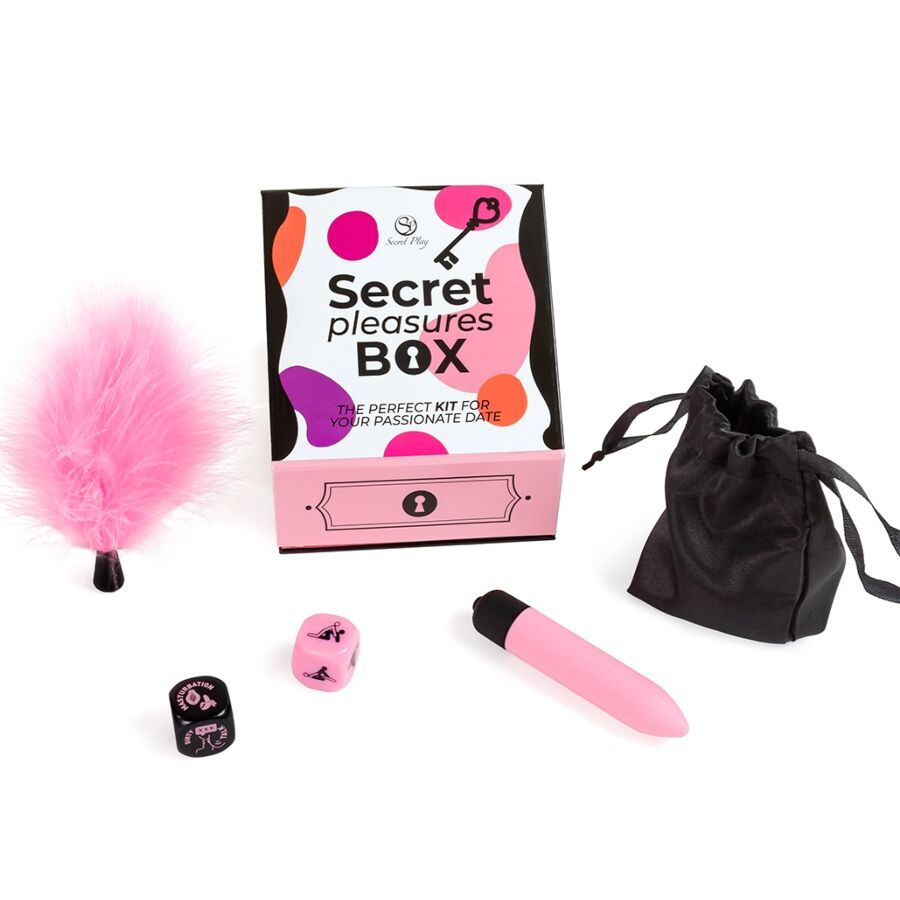 Secret Play Pleasures Box för par med vibrator och tärningar