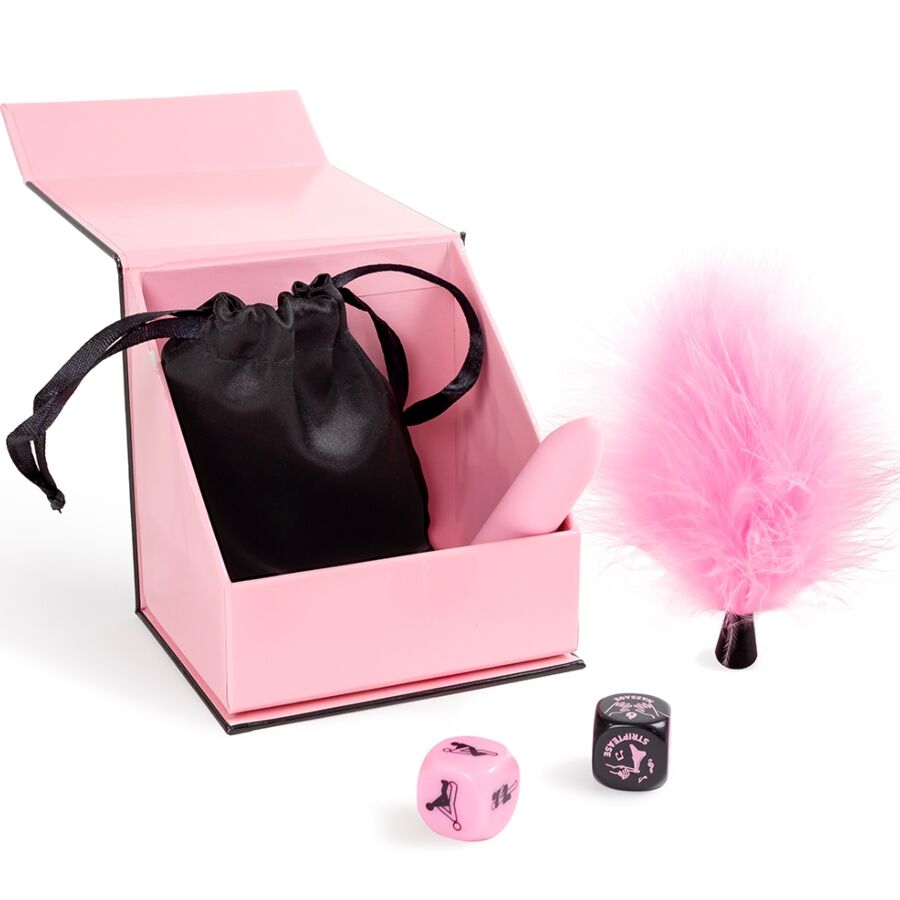 Secret Play Pleasures Box för par med vibrator och tärningar