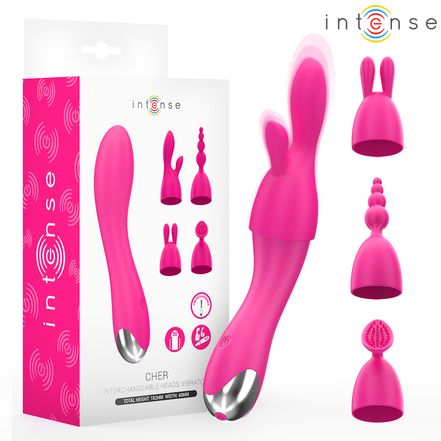 INTENSE Cher vibrator med bytbart huvud och 20 vibrationslägen