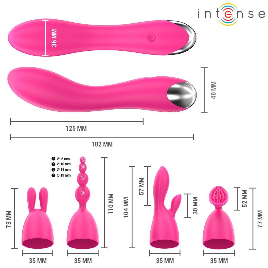 INTENSE Cher vibrator med bytbart huvud och 20 vibrationslägen