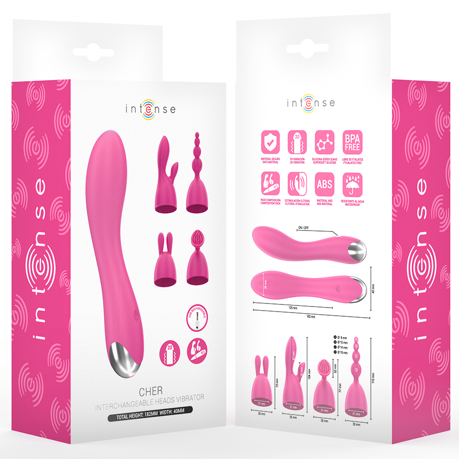 INTENSE Cher vibrator med bytbart huvud och 20 vibrationslägen