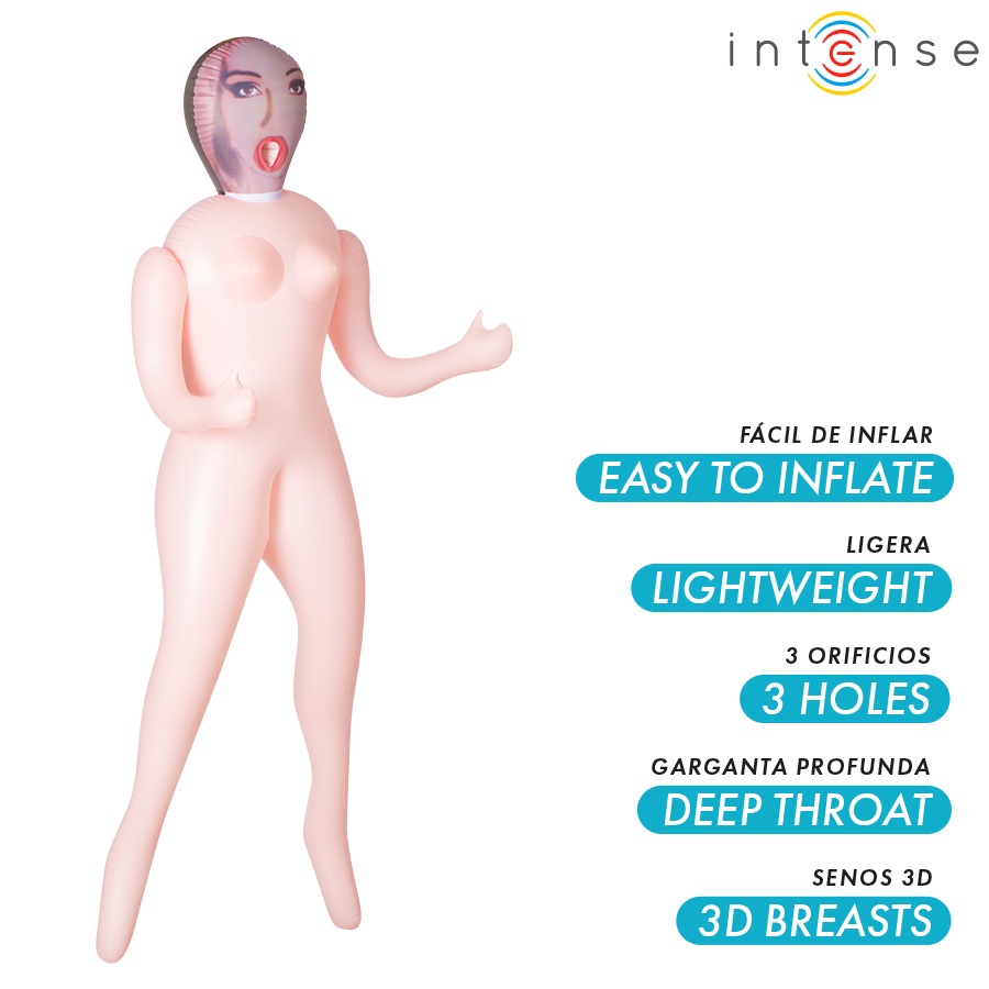 INTENSE DOLLS - MONIQUE INFLATABLE DOLL MED TRE ÖPPNINGAR
