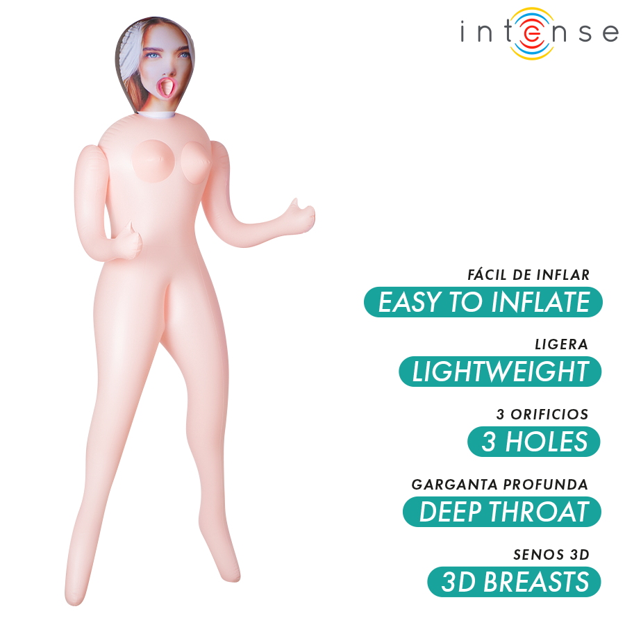 INTENSE DOLLS - NICOLE INFLATABLE DOLL MED TRE ÖPPNINGAR