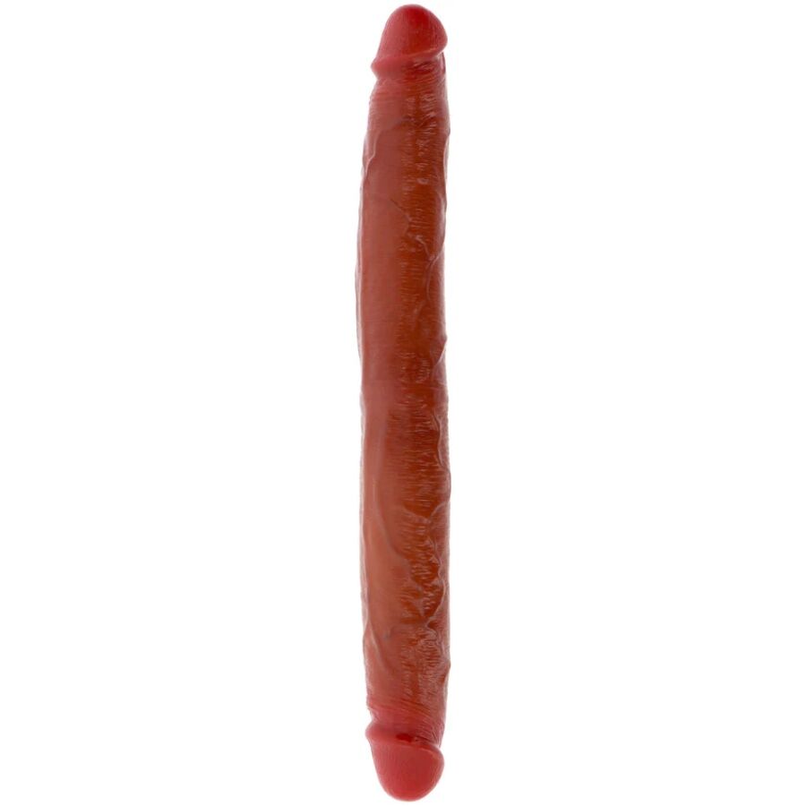 Silikon dildo med förhud, 35 cm, caramel färg