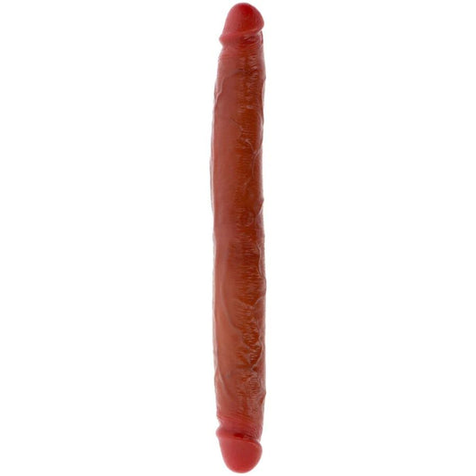 Silikon dildo med förhud, 35 cm, caramel färg