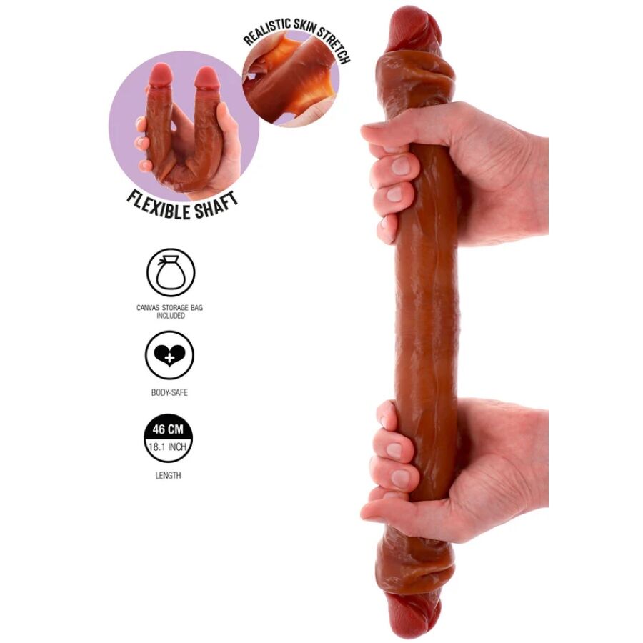 Dubbelsidig silikon dildo karamell 46 cm