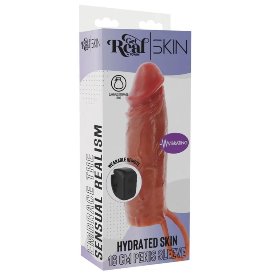 GET REAL vibrerande penisfodral i silikon, karamellfärg, 16 cm