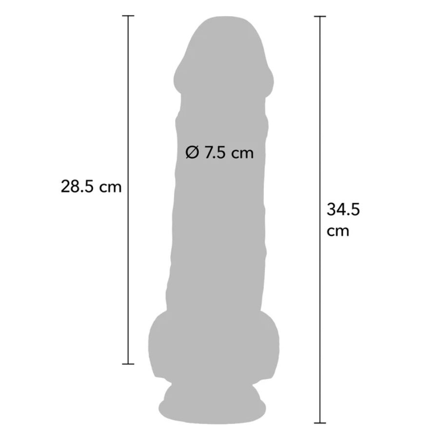 Get Real Deluxe realistisk penis med testiklar, extra tjock 34,5 cm