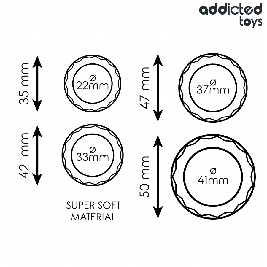 Addicted Toys texturerat penisring set i 4 storlekar
