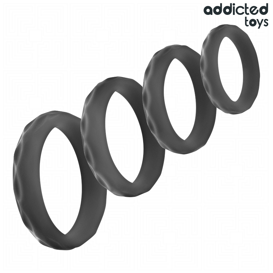 Addicted Toys texturerat penisring set i 4 storlekar