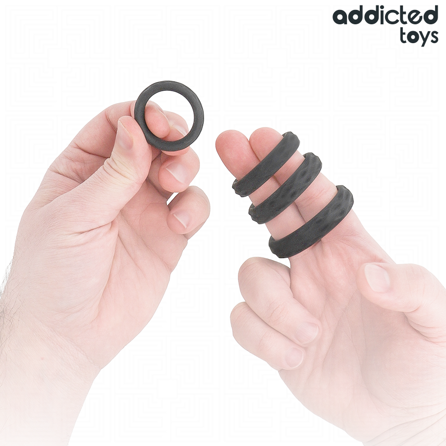 Addicted Toys texturerat penisring set i 4 storlekar