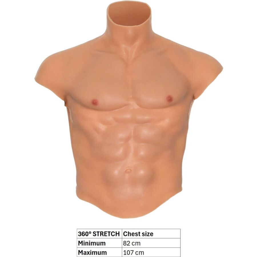Silikon manlig torso T-shirt med abs från HIDDEN DESIRE