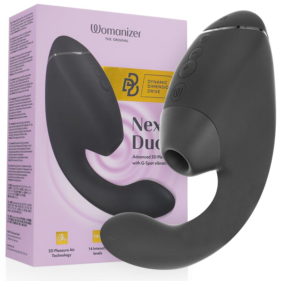 WOMANIZER DUO NEXT DUAL CLITORAL & G-SPOT STIMULATOR BLACK