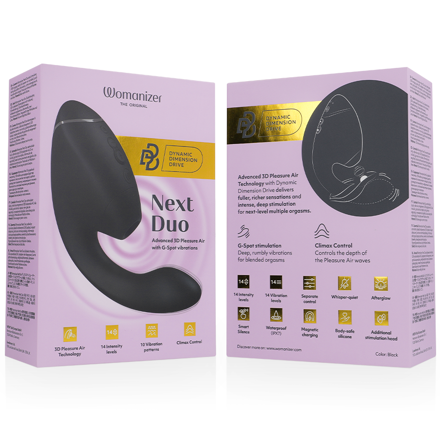 WOMANIZER DUO NEXT DUAL CLITORAL & G-SPOT STIMULATOR BLACK