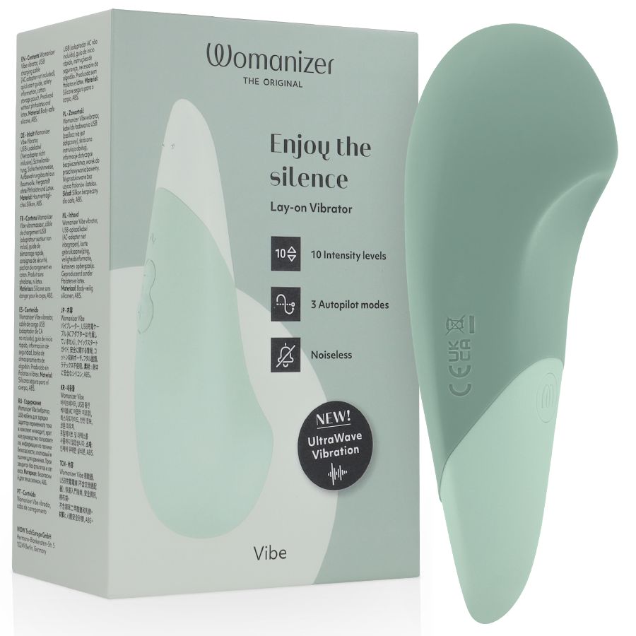 Womanizer Vibe Lay-On Silent Vibrator i färgen sage