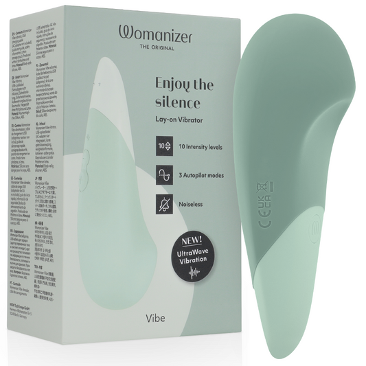 Womanizer Vibe Lay-On Silent Vibrator i färgen sage