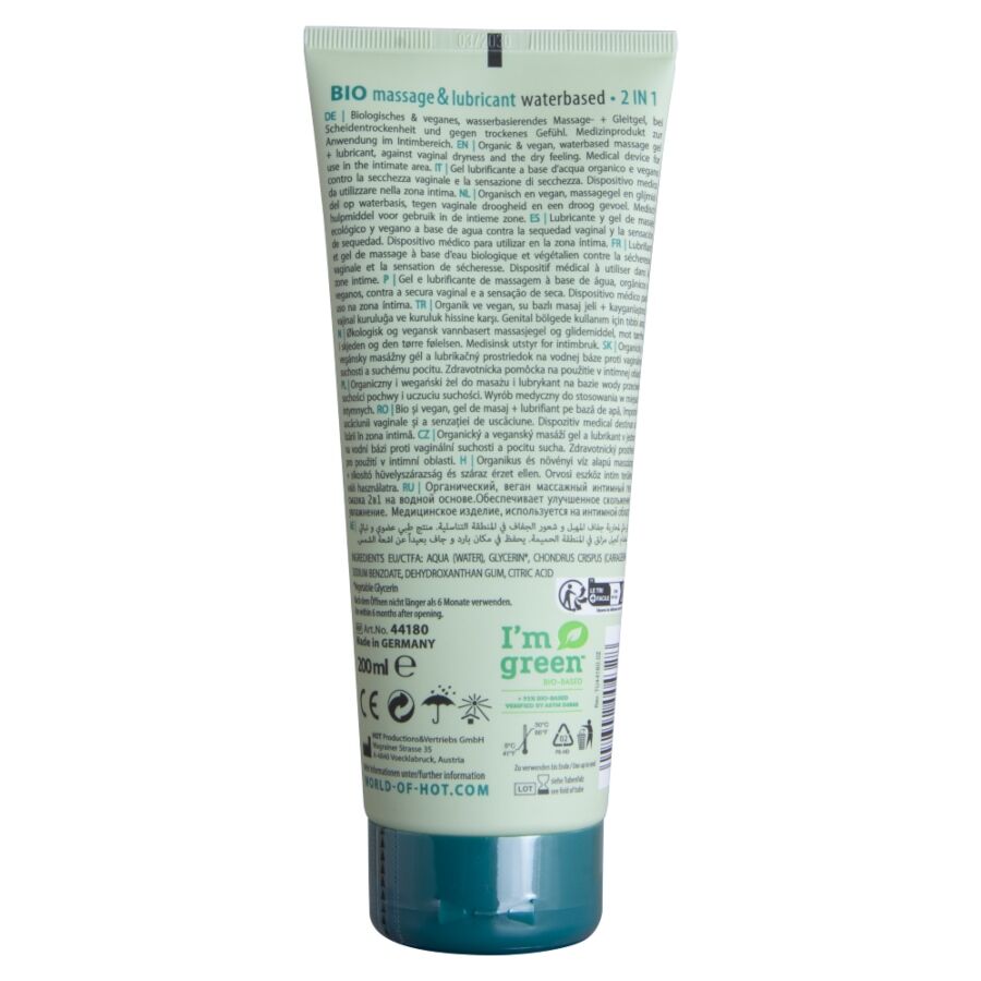 HOT Bio Massage och Glidmedel Vattenbaserat 200 ml