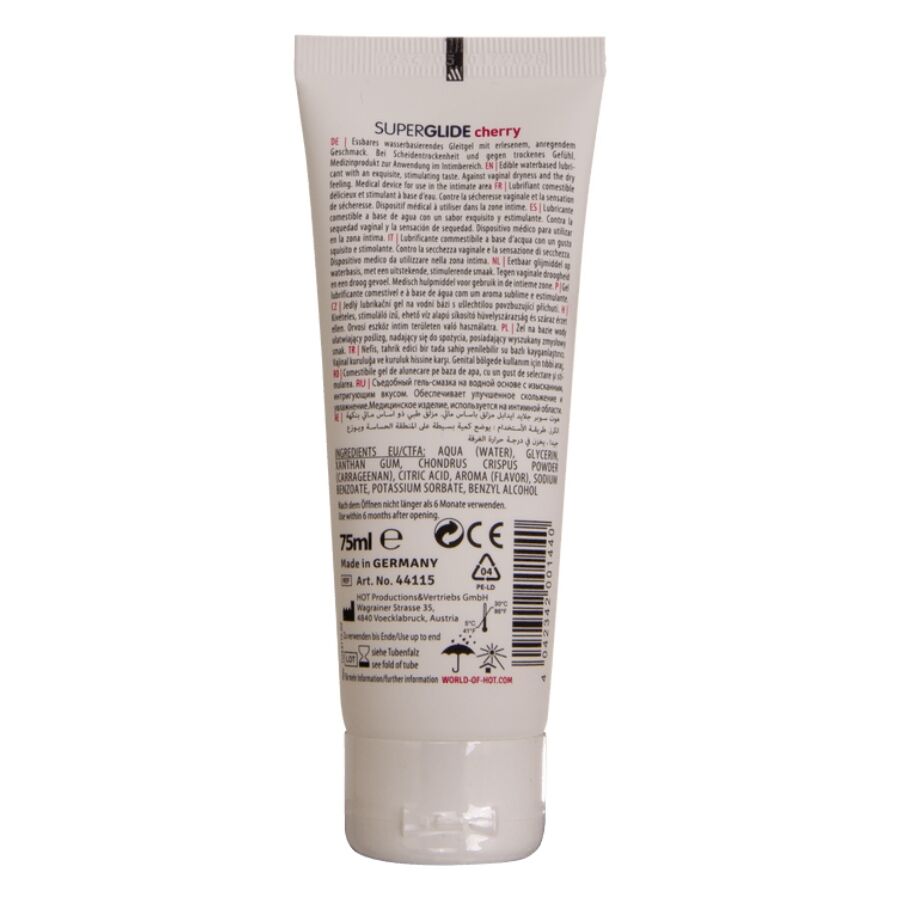 HOT Superglide ätbart glidmedel vattenbaserat körsbär 75 ml