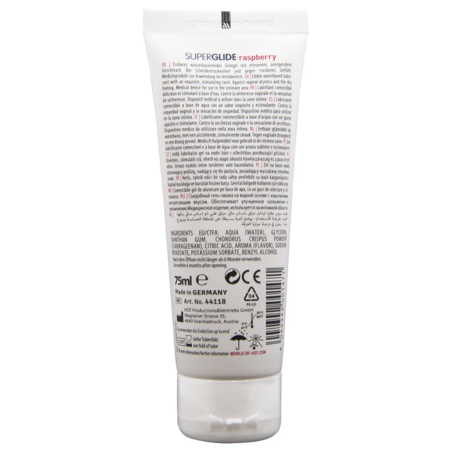 HOT Superglide ätbart glidmedel hallon 75 ml