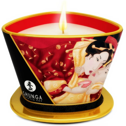 SHUNGA - MINI CARESS BY CANDELIGHT JORDGUBBAR OCH CAVA MASSAGELJUS 170 ML