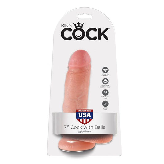 KING COCK 7 Dildo Flesh med bollar 17,8 cm