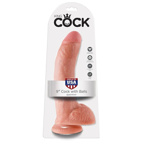 KING COCK 9 Dildo i flesh med bollar 22,9 cm