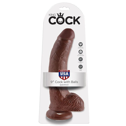 KING COCK 9 dildo brun med bollar 22,9 cm