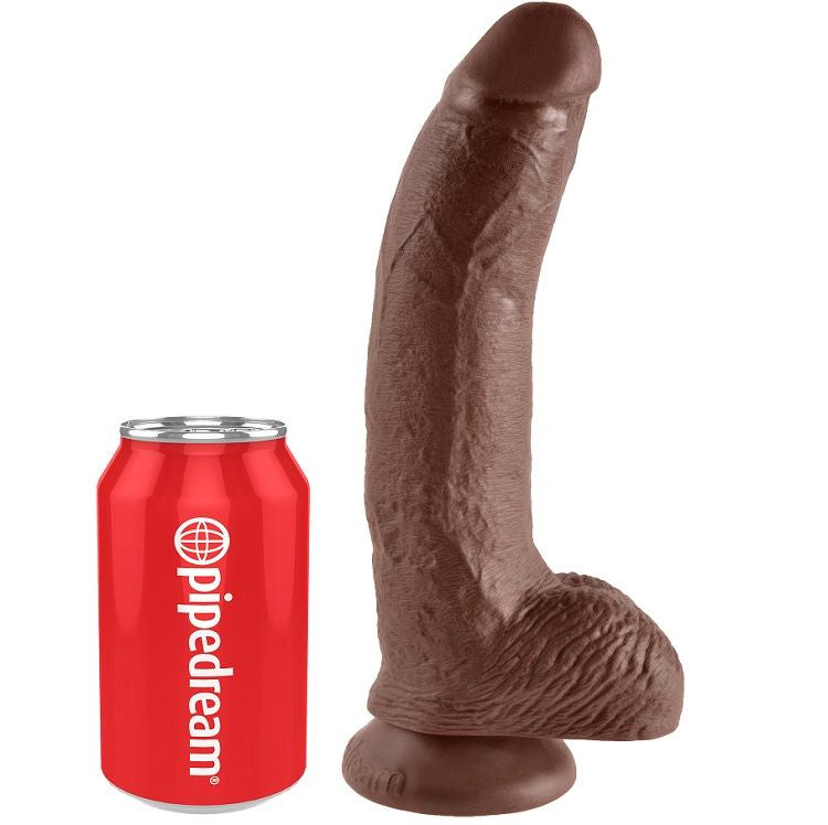 KING COCK - 9 DILDO BRUN MED BOLLAR 22,9 CM