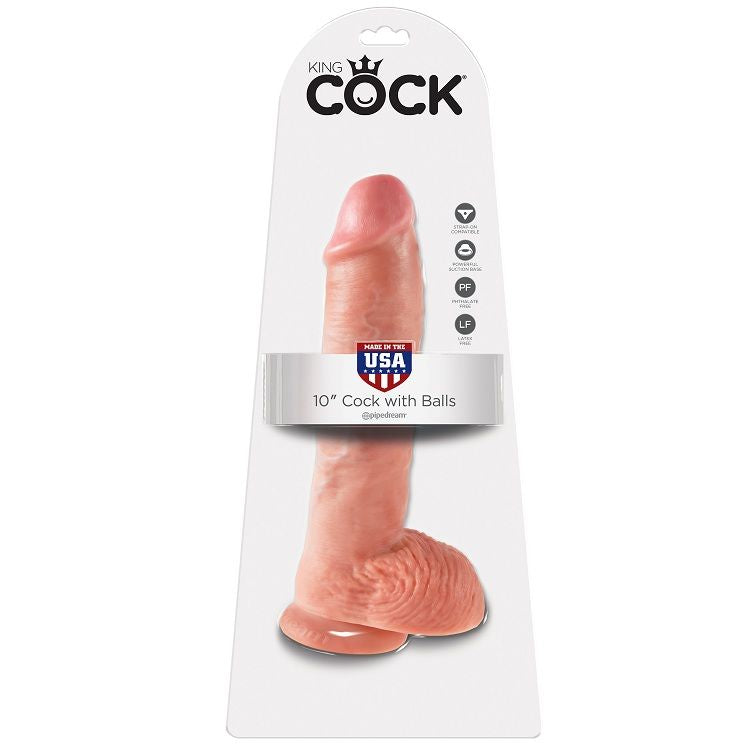 KING COCK 10 Dildo Flesh med bollar 26,5 cm