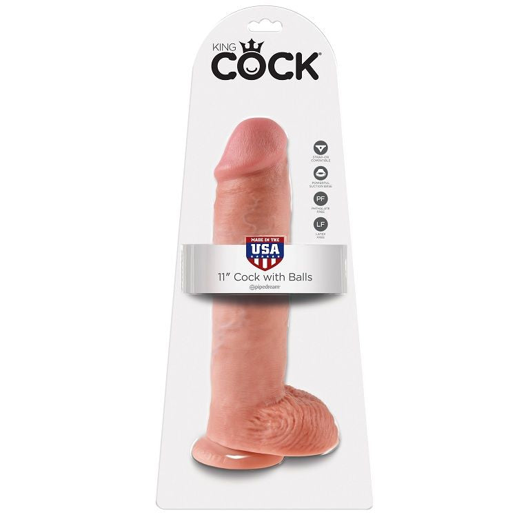 KING COCK 11 Dildo Flesh med bollar 28 cm