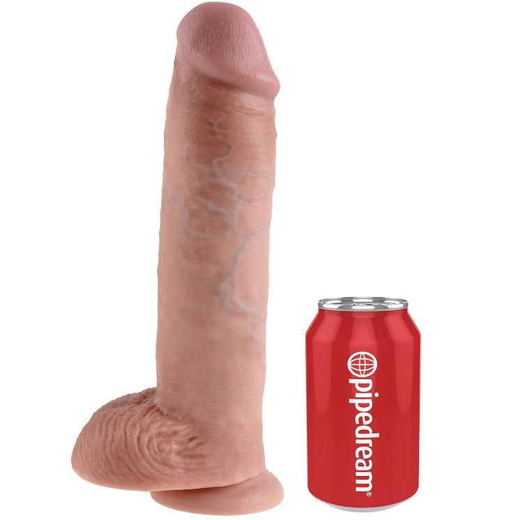 KING COCK 11 Dildo Flesh med bollar 28 cm