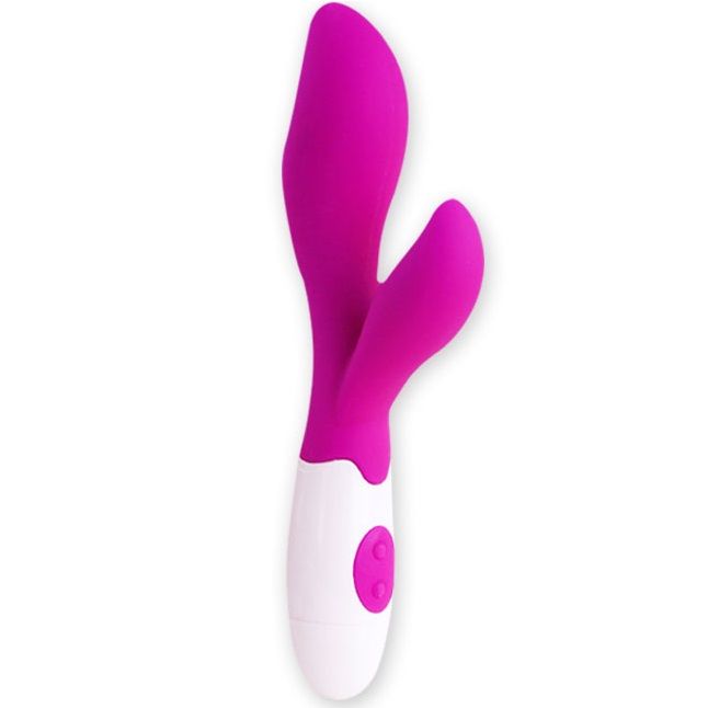 Elegant vibrator i lila och vitt för klitorisk och vaginal stimulering