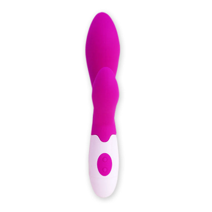 Elegant vibrator i lila och vitt för klitorisk och vaginal stimulering